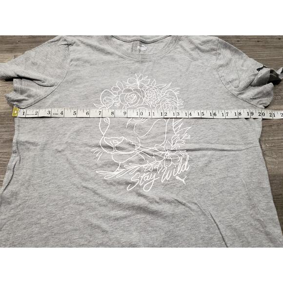Puma Gray Cougar Face Short Sleeve Crew Neck Shirt Comfort Active Top Puma Logo - Picture 5 of 7